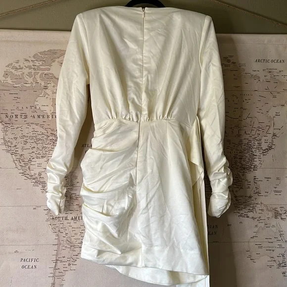 HOUSE OF CB 'Loana' Ivory Draped Satin Dress NWOT - Picture 13 of 14